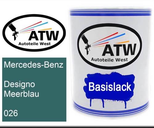 Mercedes-Benz, Designo Meerblau, 026: 1L Lackdose, von ATW Autoteile West.